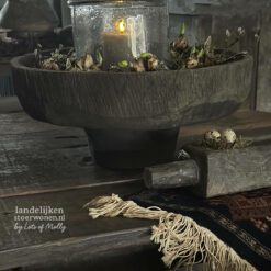 Unieke Houten Schaal op Voet