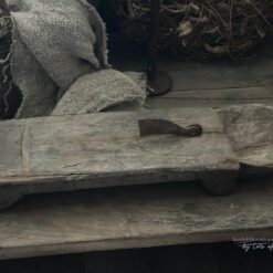 Authentieke houten kokosnootsnijder