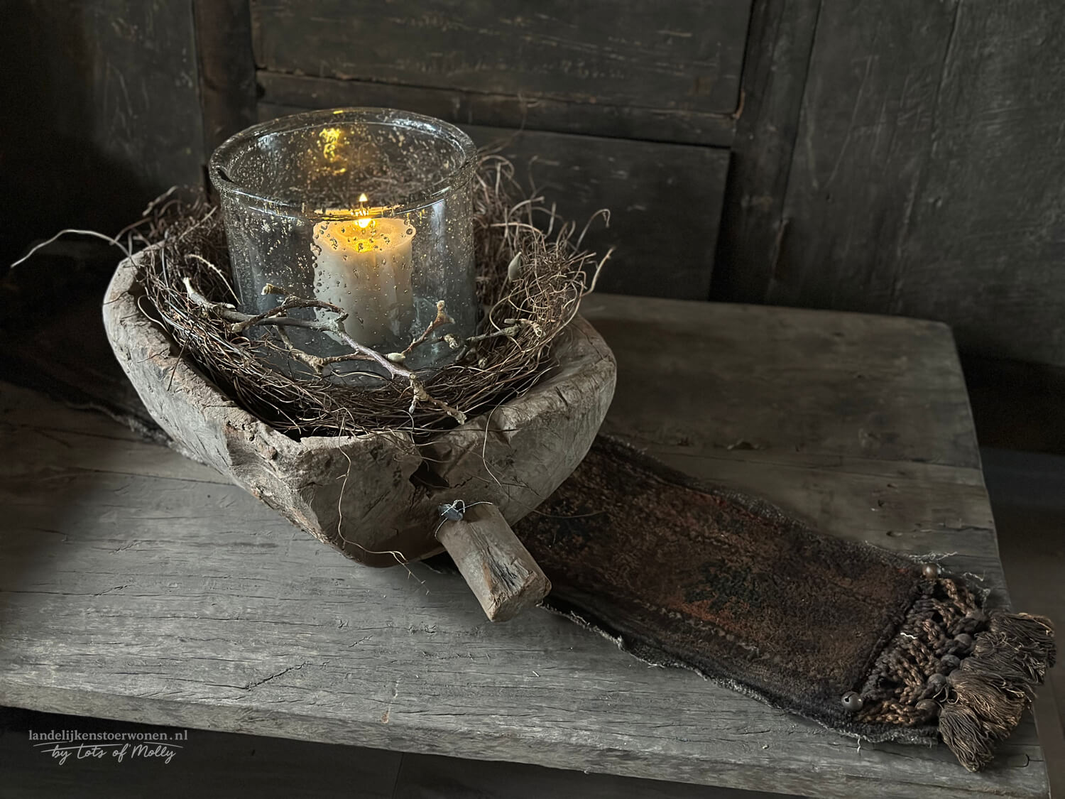 Houten bak met steel Hoffz