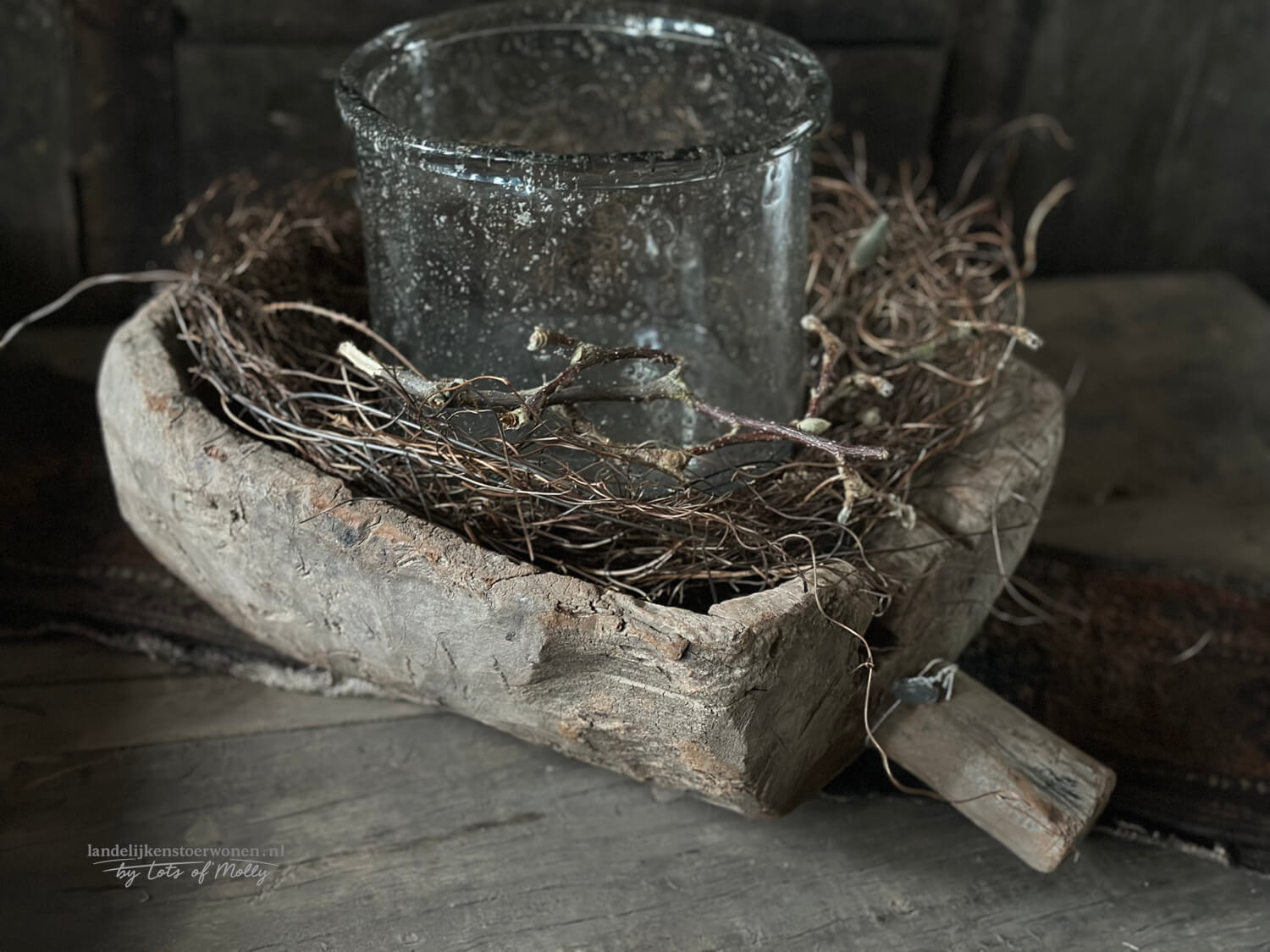 Houten bak met steel Hoffz