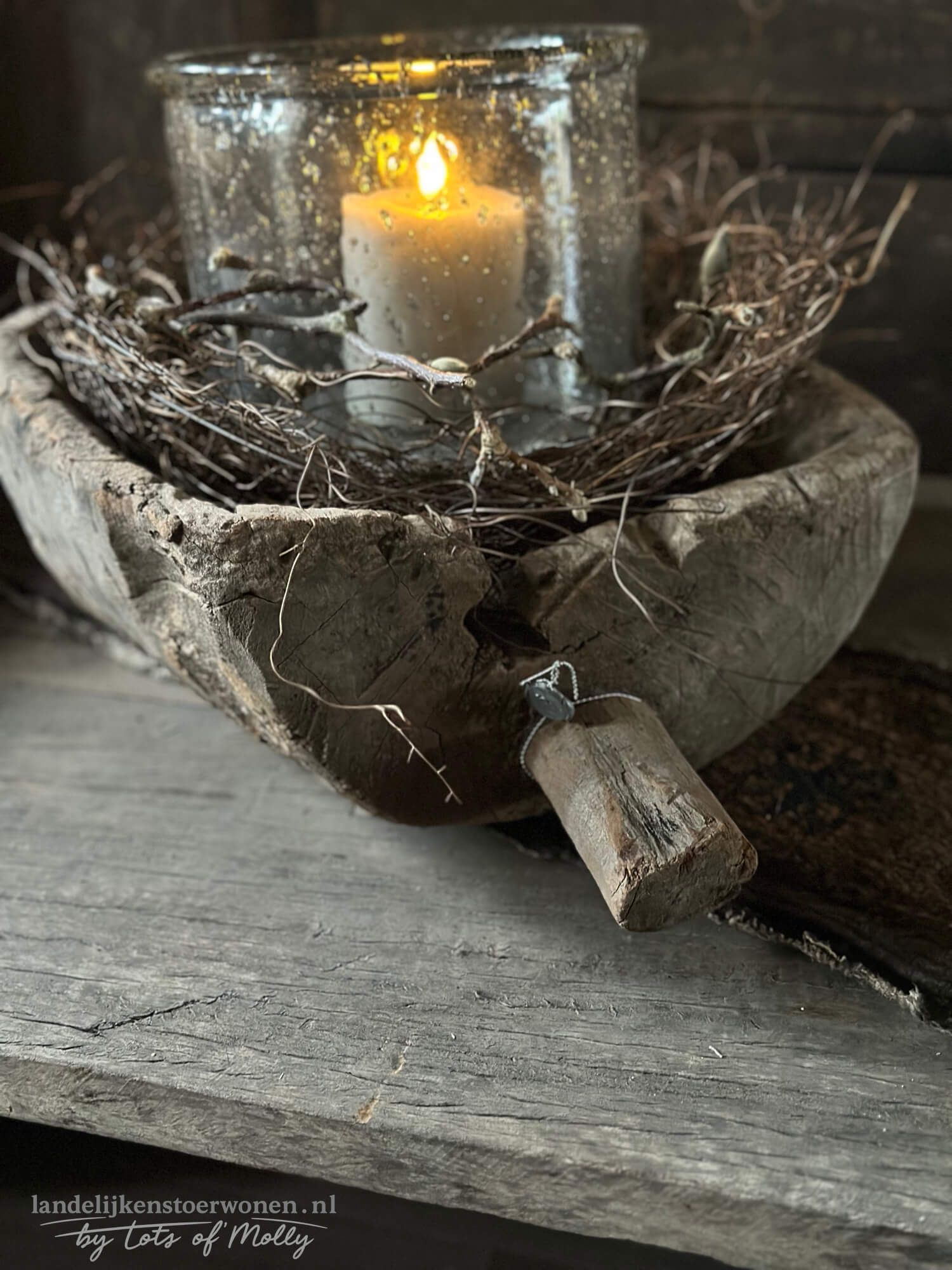 Houten bak met steel Hoffz