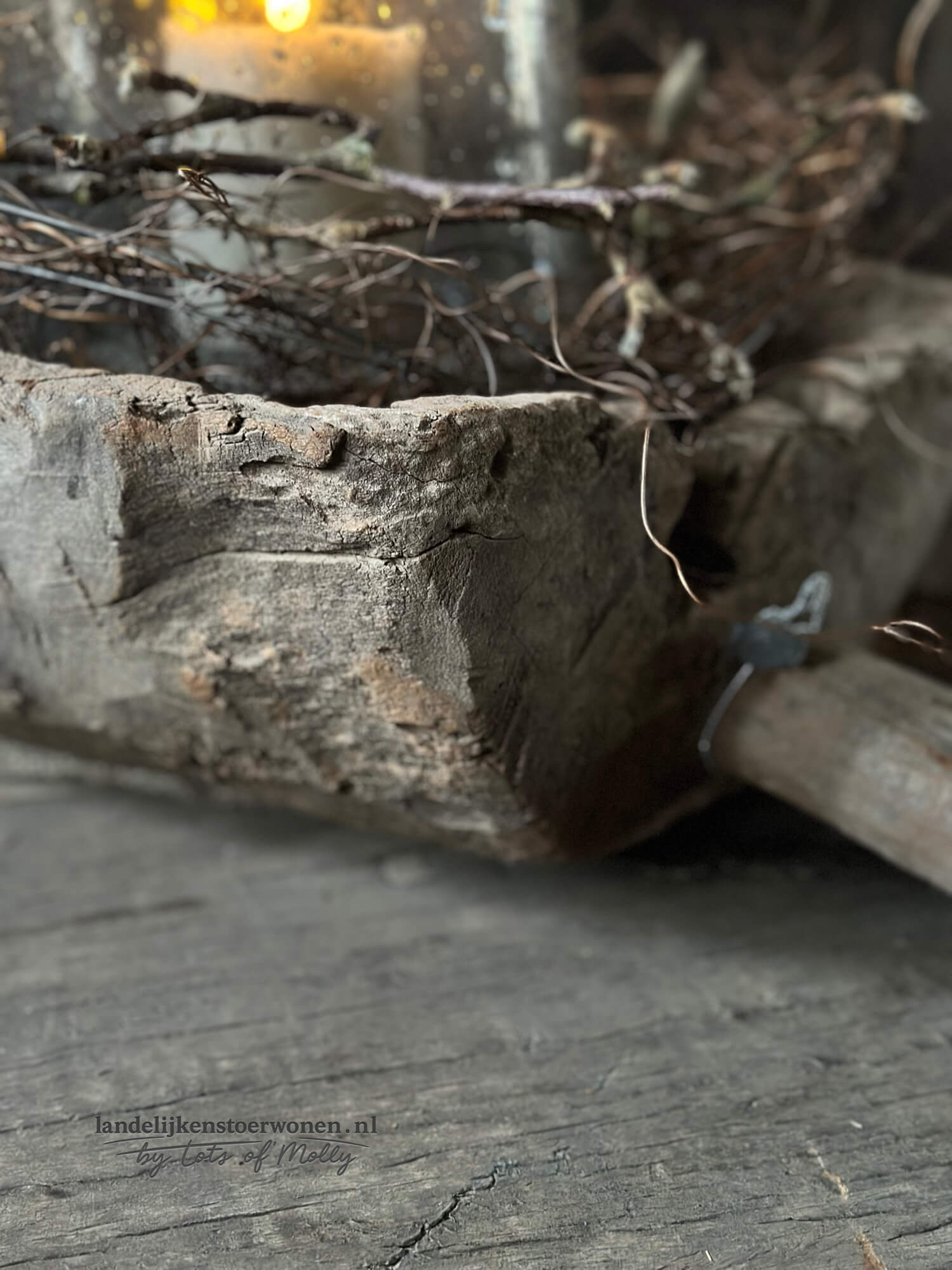 Houten bak met steel Hoffz