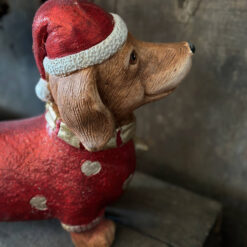 Decoratie Teckel Kerst hartjes
