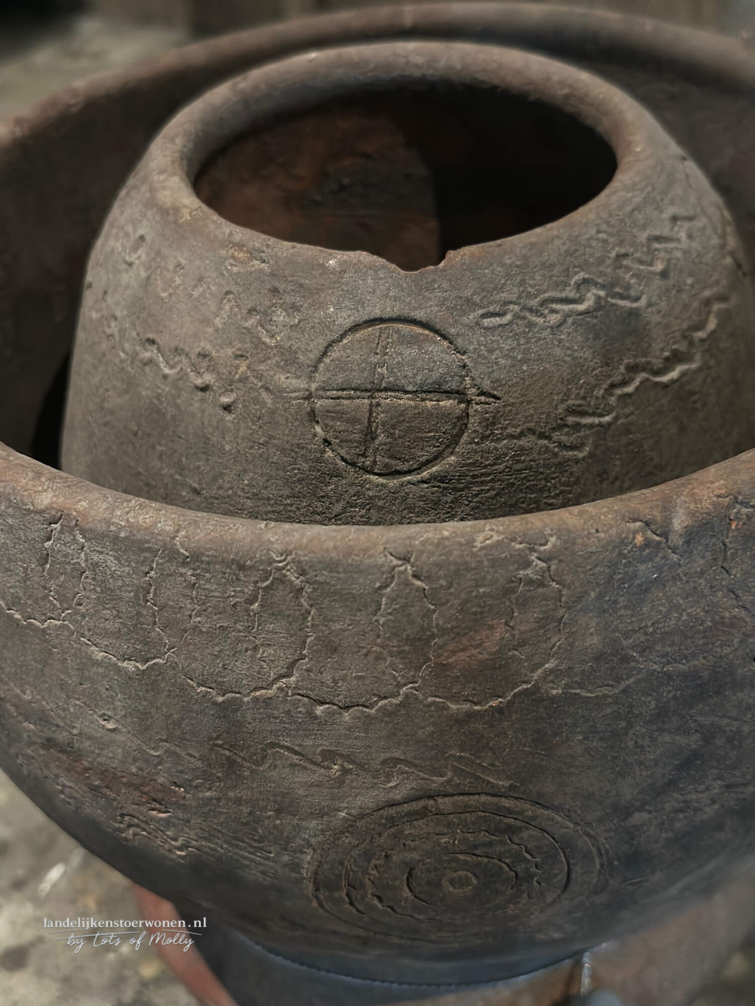 Oude Indiase Aardewerken Pot Binnenpot